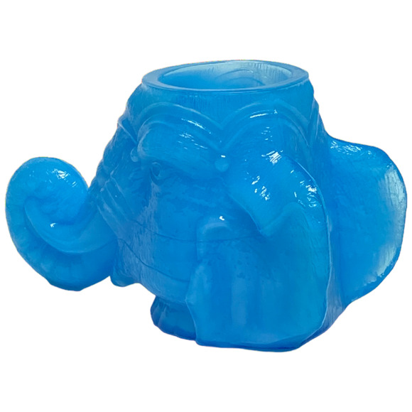 Elephant Head Toothpick Holder Boyd Art Glass 1999 Peacock Blue Ring Jewelry - Picture 3 of 13